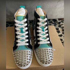 Christian Louboutin Men’s Spike Flat Velvet/Metallic Sneakers. BRAND NEW!!!